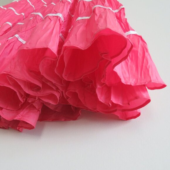 VINTAGE BETSEY JOHNSON Pink Taffeta Tiered Maxi Skirt Punk Fairy Grunge - Size 8 - Picture 8 of 16